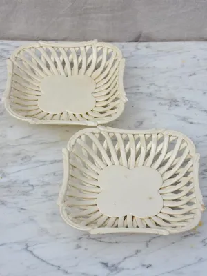 Pair of pretty ceramic woven plates