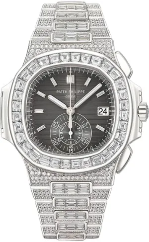 Patek Philippe Nautilus 5980/1400G-010 Diamond Black Dial Watch