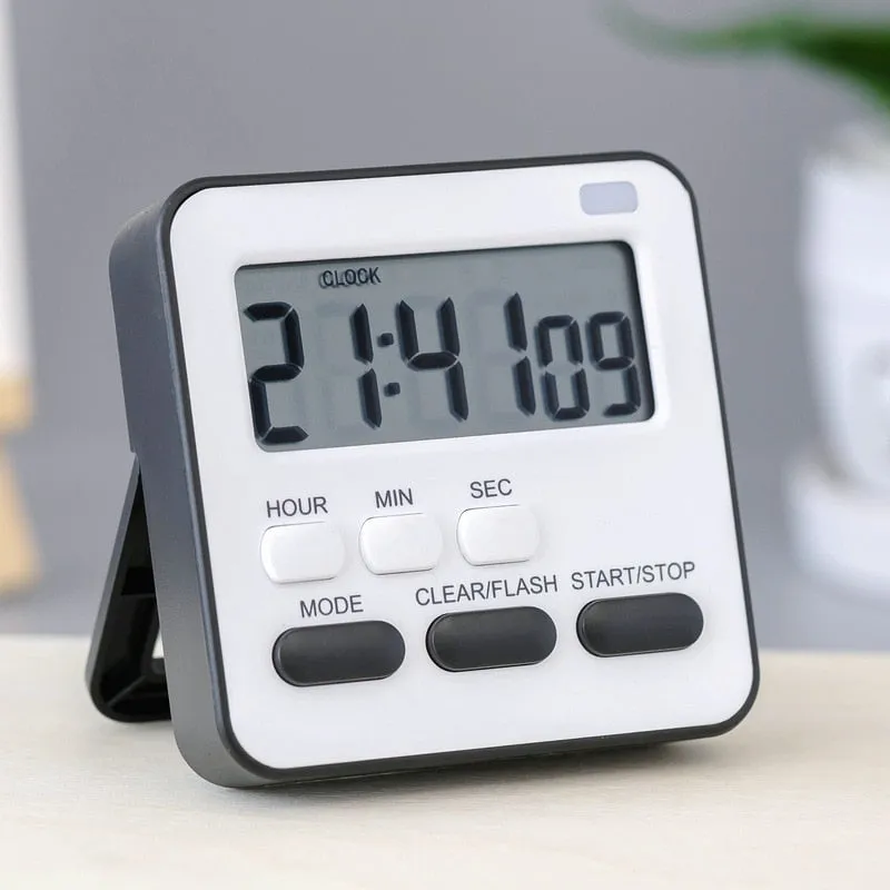 Portable Mini Digital Clock with Flashing Light Timer Cooking Kitchen Sport Study Game with Magnetic Countdown Alarm Clock