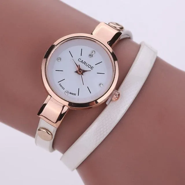Quartz Fashion Leather Bracelet Ladies Watch