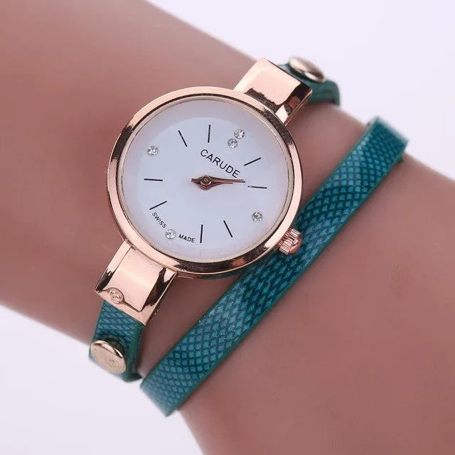 Quartz Fashion Leather Bracelet Ladies Watch