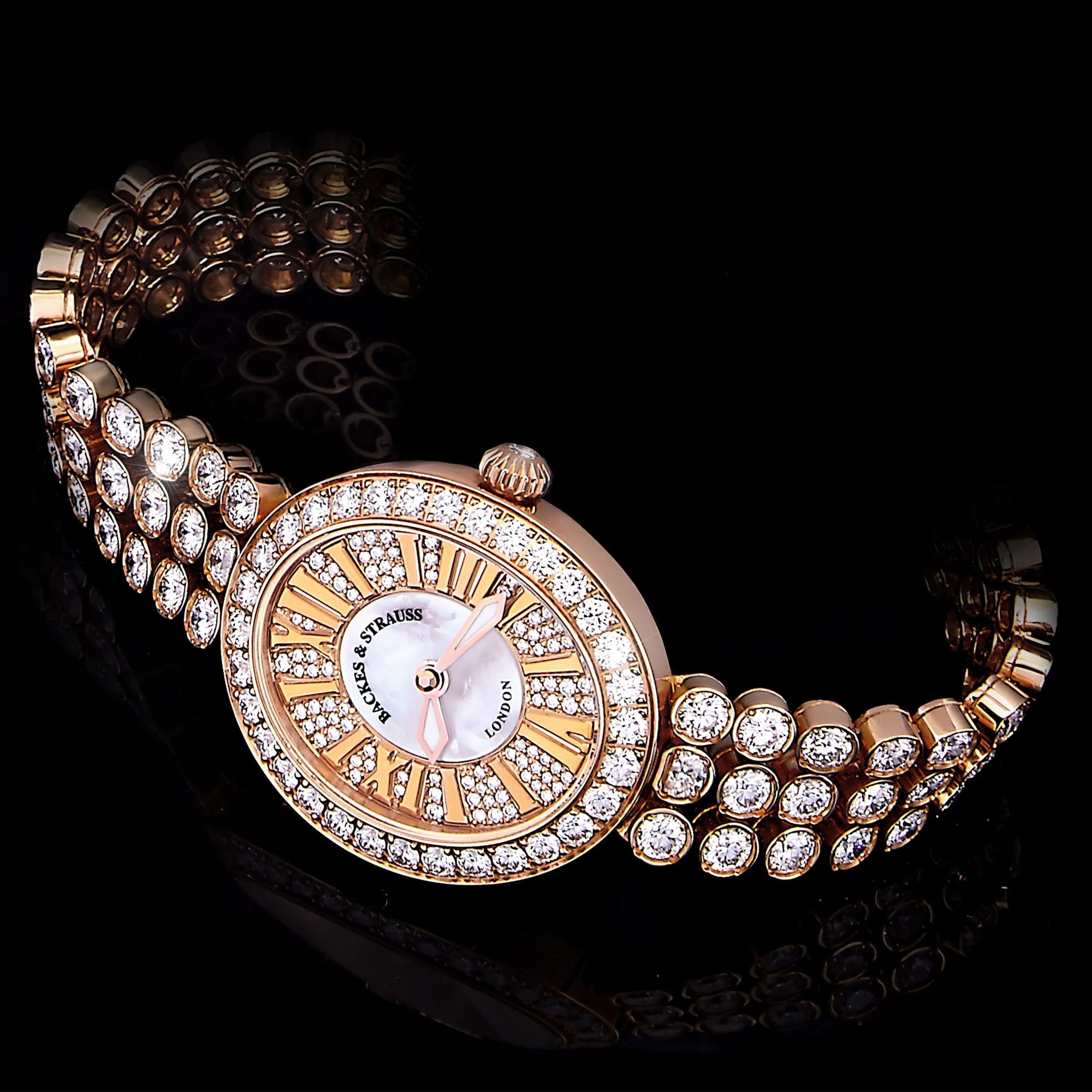 Regent Duchess 2833 Luxury Diamond Watch for Women - 28 x 33 mm Rose Gold - Backes & Strauss