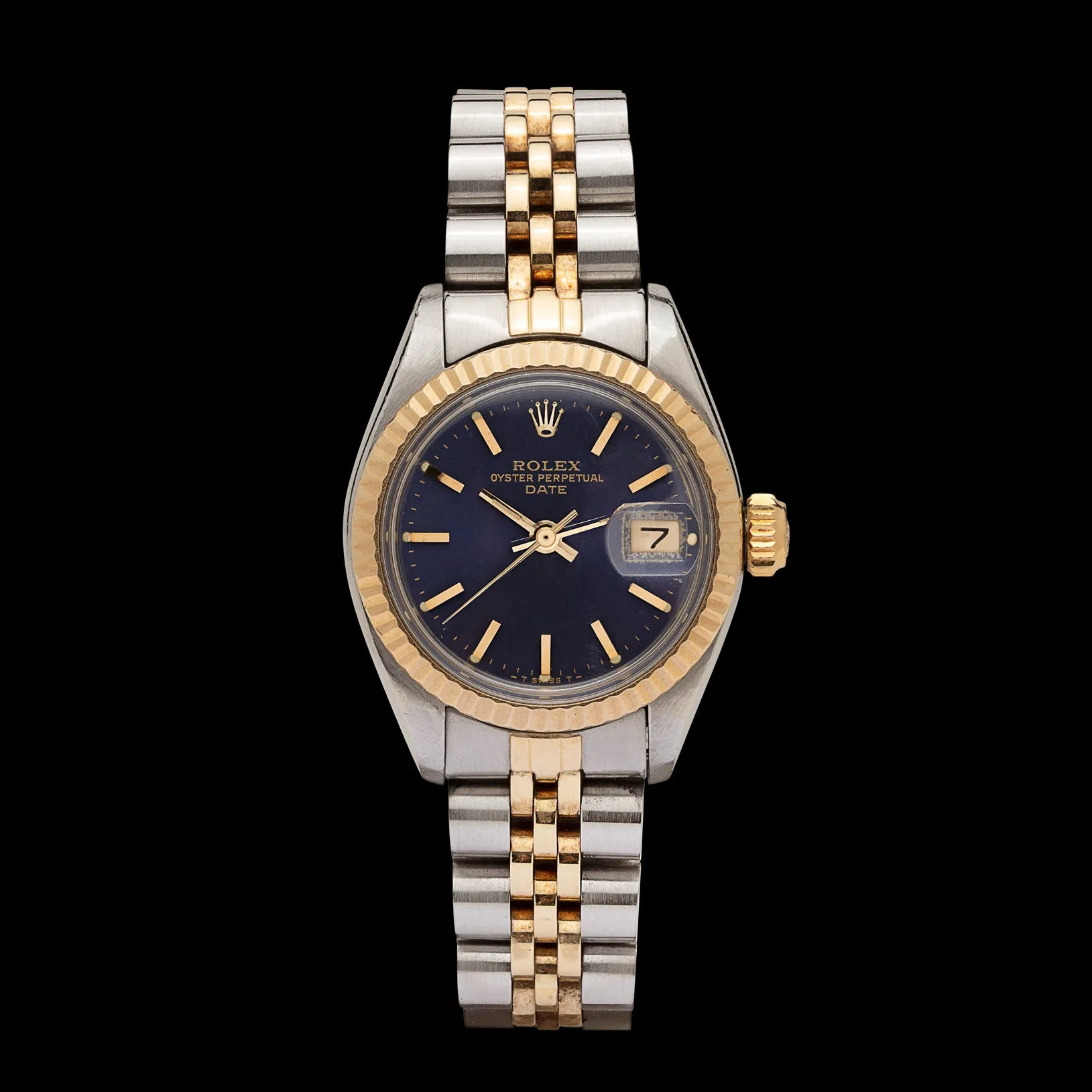 Rolex Women's Datejust Two Tone Fluted Blue Index Dial