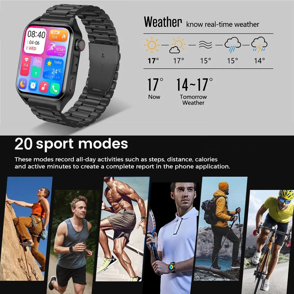 SACOSDING New Sport Smartwatch Men Women AMOLED Screen  Bluetooth Call Always Display The Time HeartRate Smart Watch For Android