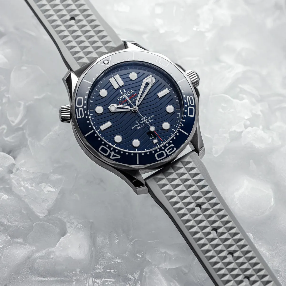 Seacroft Waffle FKM Rubber Dive Watch Strap - Grey