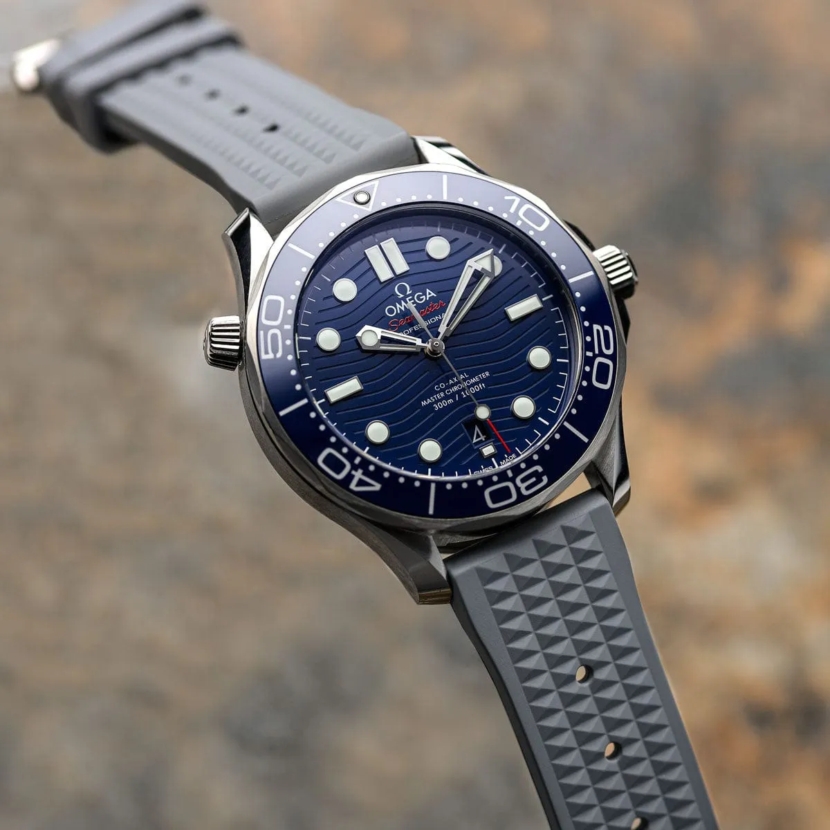 Seacroft Waffle FKM Rubber Dive Watch Strap - Grey