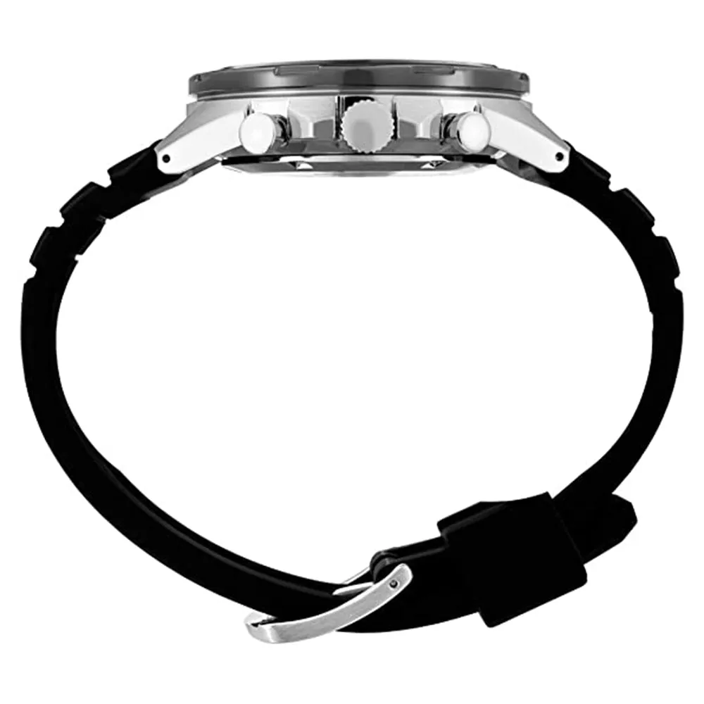 Seiko Mens Japanese Quartz Black Dial Band Silicone Strap Watch - SSB347