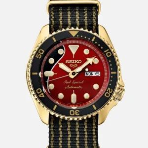 SEIKO Men's Red Dial Black Nylon Band Mechanical Automatic Watch, Modern SRPH80