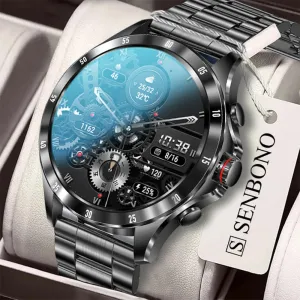 SENBONO New Men&#39;s Smart Watch Max7 Bluetooth Answer Call Man Watch IP68 Waterproof Thermometer Tracker Sport Smartwatch Men 2022