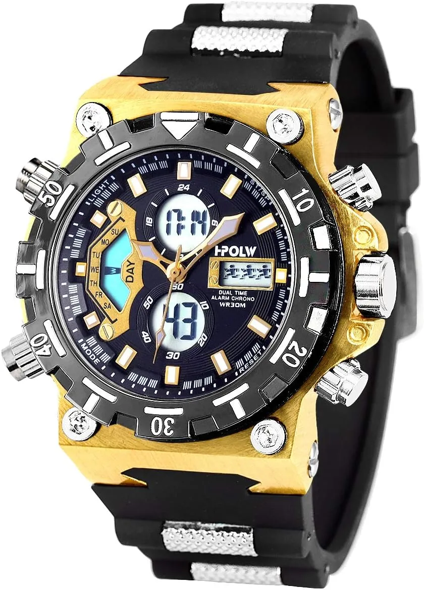 SIBOSUN Mens Sports Watches, Multifunctional Military Watch, Stopwatch Waterproof Big Face LED Digital Wrist Watch
