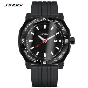 SINOBI Fashion Sport Mens Wrist Watches Diver Rubber Watchband Top Luxury Brand Males Waterproof Quartz Clock Erkek Saatler 2016