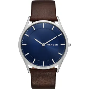 Skagen Gents Dark Brow Leather Strap Watch