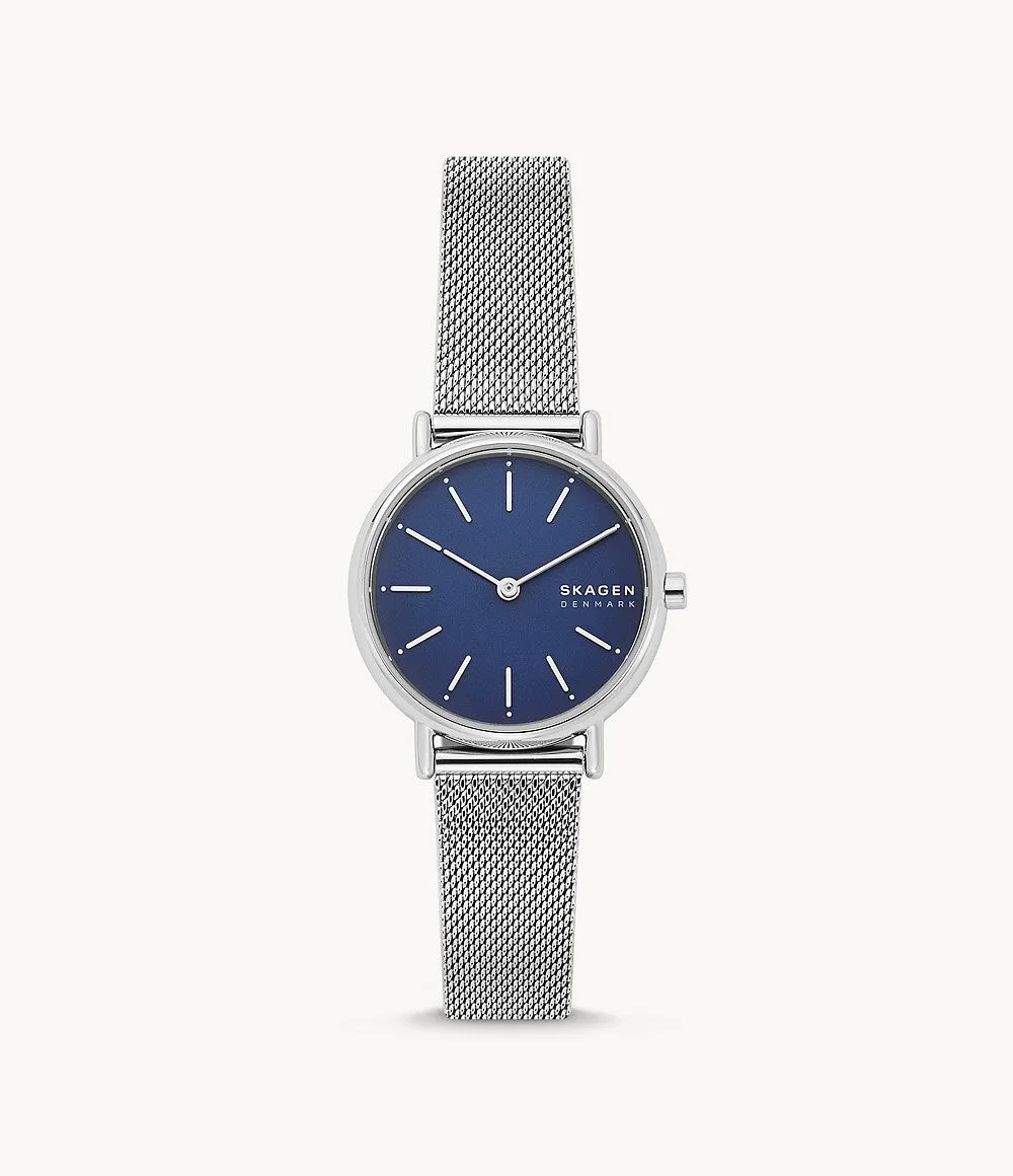 Skagen Ladies Stainless Steel Blue Dial Mesh Watch