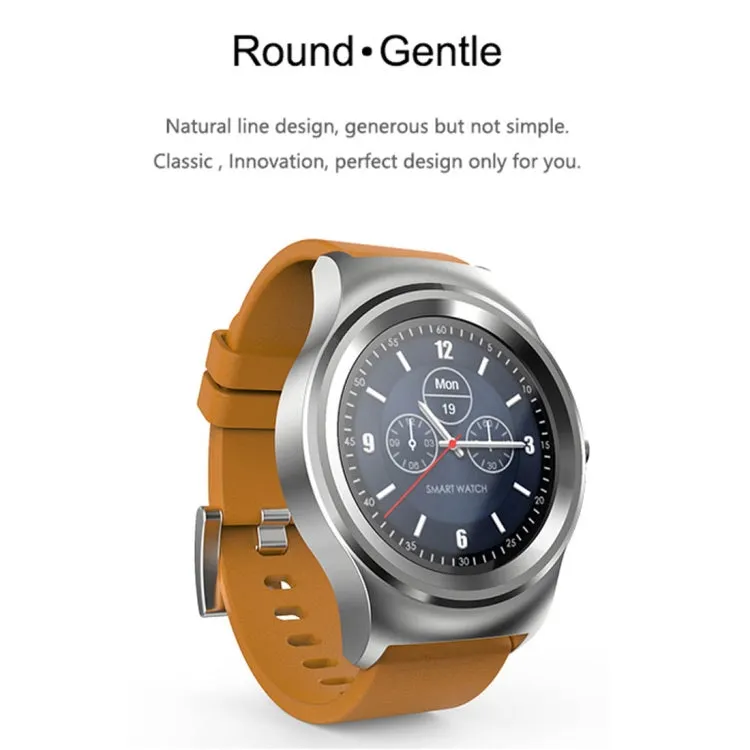 SMA-Round 1.28 inch Color Touch Screen Bluetooth Leather Strap Smart Watch, Waterproof, Support Voice Control / Heart Rate Monitor / Sleep Monitor / Bluetooth Camera, Compatible with Android and iOS System