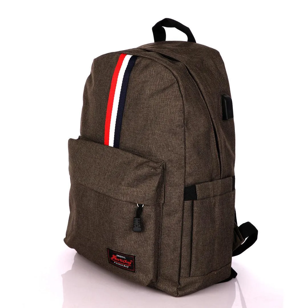Smart Link Outdoor 3 Coloured Strap Backpack with USB Port Bags-Green