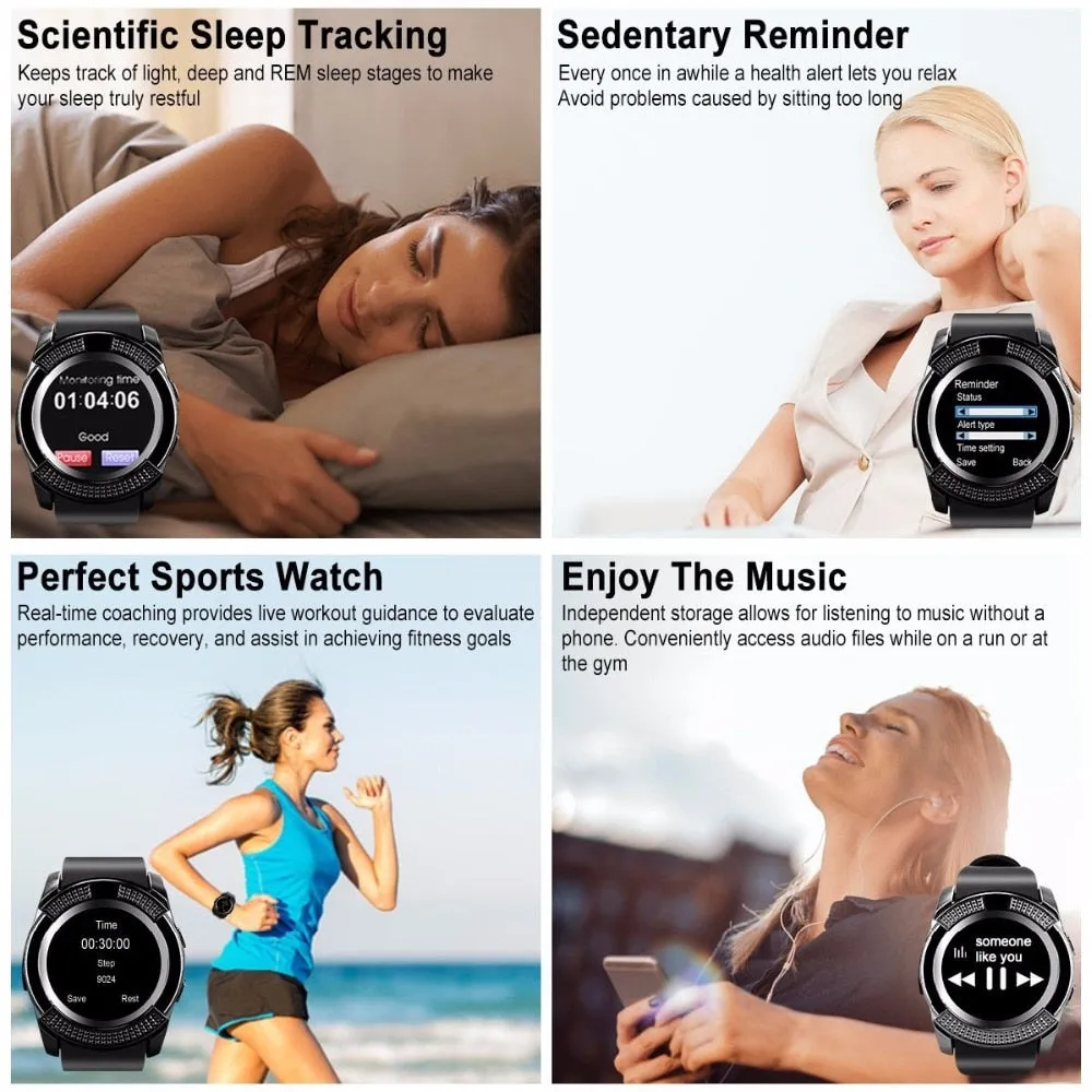 Smart Watch Men Bluetooth Sport Watches Women Ladies Rel Gio Smartwatch with Camera Sim Card Slot Android Phone PK DZ09 Y1 A1