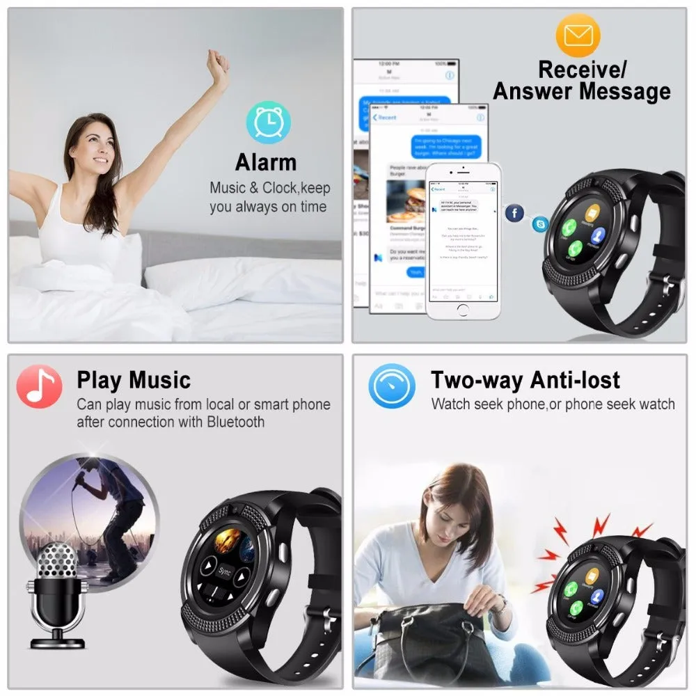 Smart Watch Men Bluetooth Sport Watches Women Ladies Rel Gio Smartwatch with Camera Sim Card Slot Android Phone PK DZ09 Y1 A1