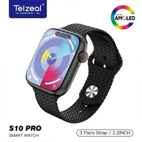 Smart Watch Telzeal S10 pro With 3 Strap   Wireless Charger