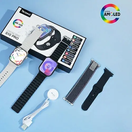 Smart Watch Telzeal S10 pro With 3 Strap   Wireless Charger