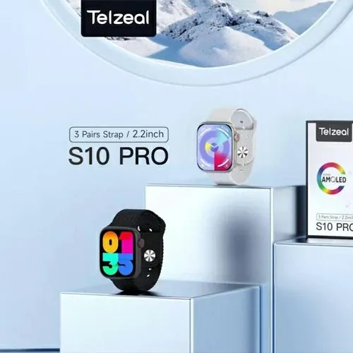 Smart Watch Telzeal S10 pro With 3 Strap   Wireless Charger