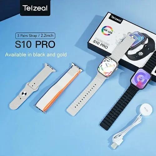Smart Watch Telzeal S10 pro With 3 Strap   Wireless Charger