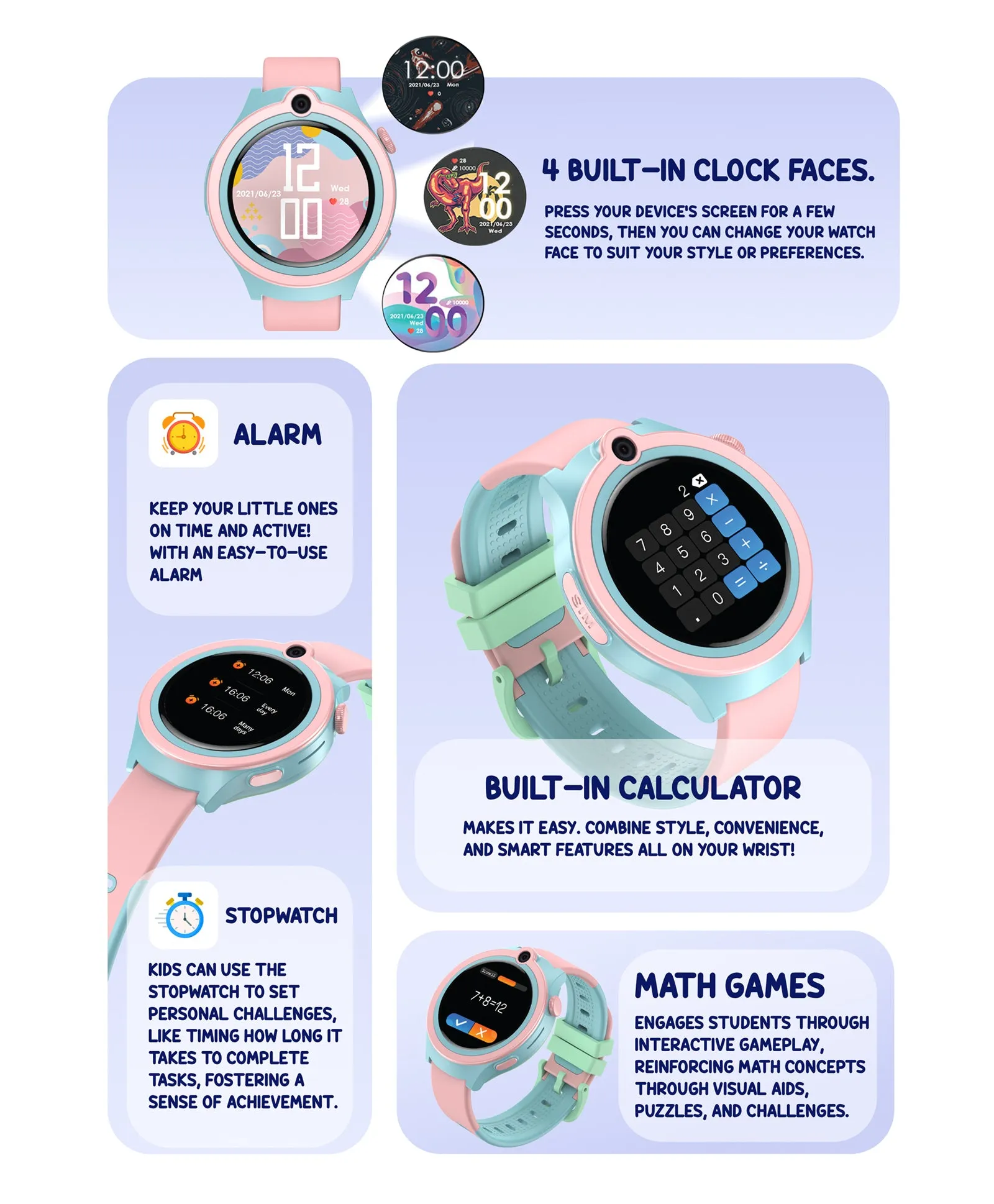 Spiky Cacus 4g Video & Voice Calling Smartwatch with GPS  - Blue