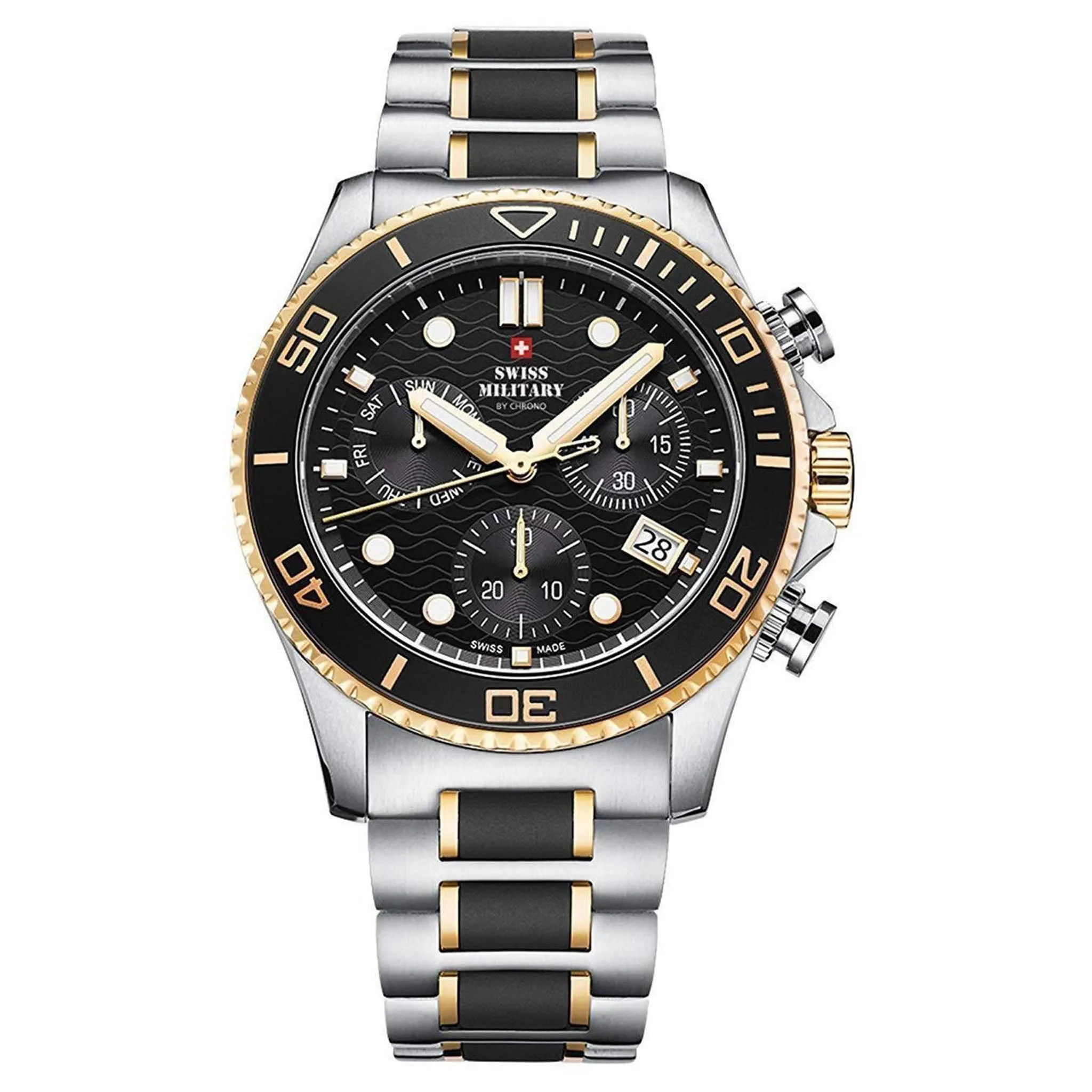 Swiss Military Stainless Steel Black Dial Chronograph Men's Watch  - SM34051.02