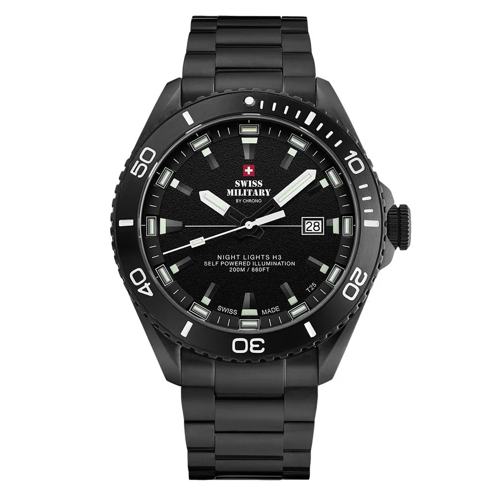 Swiss Military Stainless Steel Black Dial Men's Watch - SM34080.03