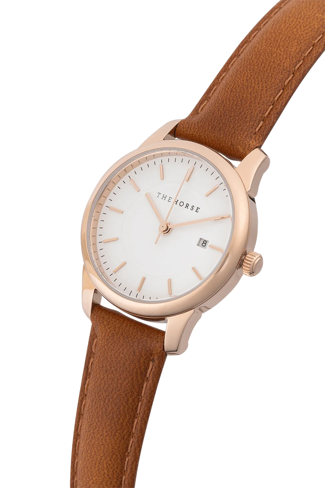 THE HORSE IVY GIRL WATCH - ROSE GOLD/WHITE DIAL/BROWN LEATHER