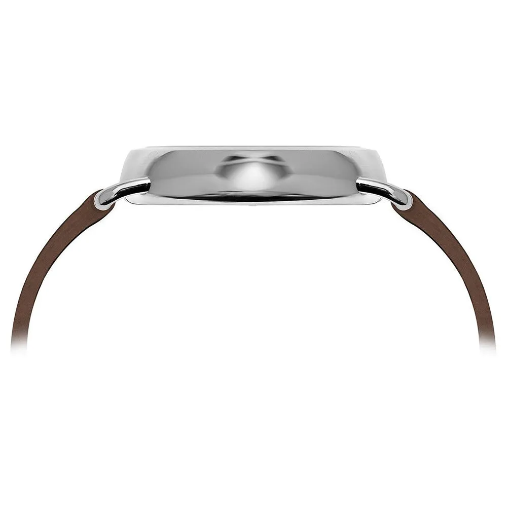 TSOVET Men's Stainless Steel Case Brown Leather Black Dial Silver Watch - CV111012-45