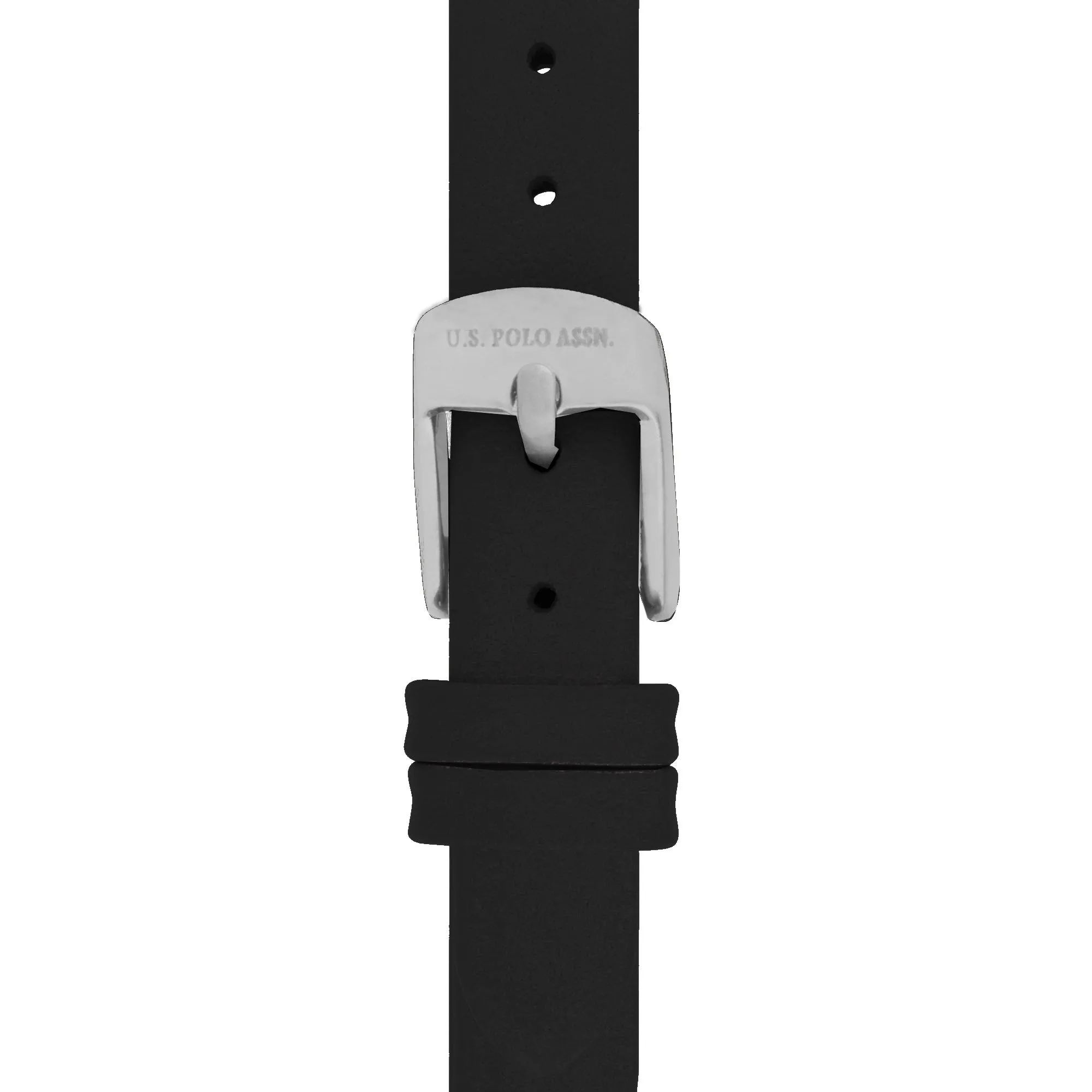US POLO WOMEN'S BLACK CALF LEATHER STRAP WITH PERSONALIZED BUCKLE