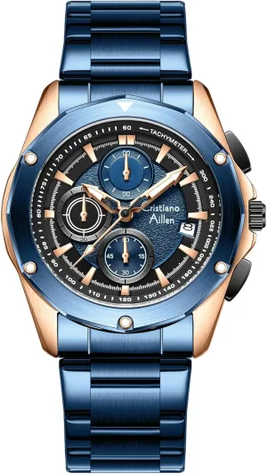 Watches for Men Waterproof Stainless Steel Analog Quartz Chronograph with Luminous, Date, Fashion Casual Sport Business Work Dress Mens Wrist Watch Luxury Gift