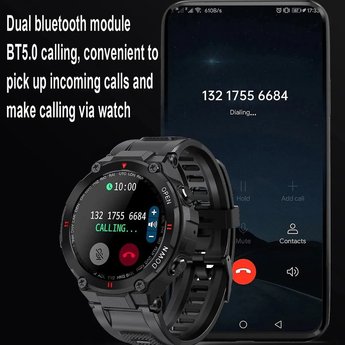 Watches sports smart watch men bluetooth call music playback heart rate smart watches black