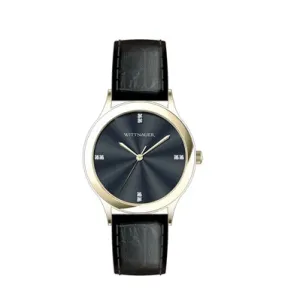 Wittnauer with 44MM Black Round Dial Leather Strap. WN1018