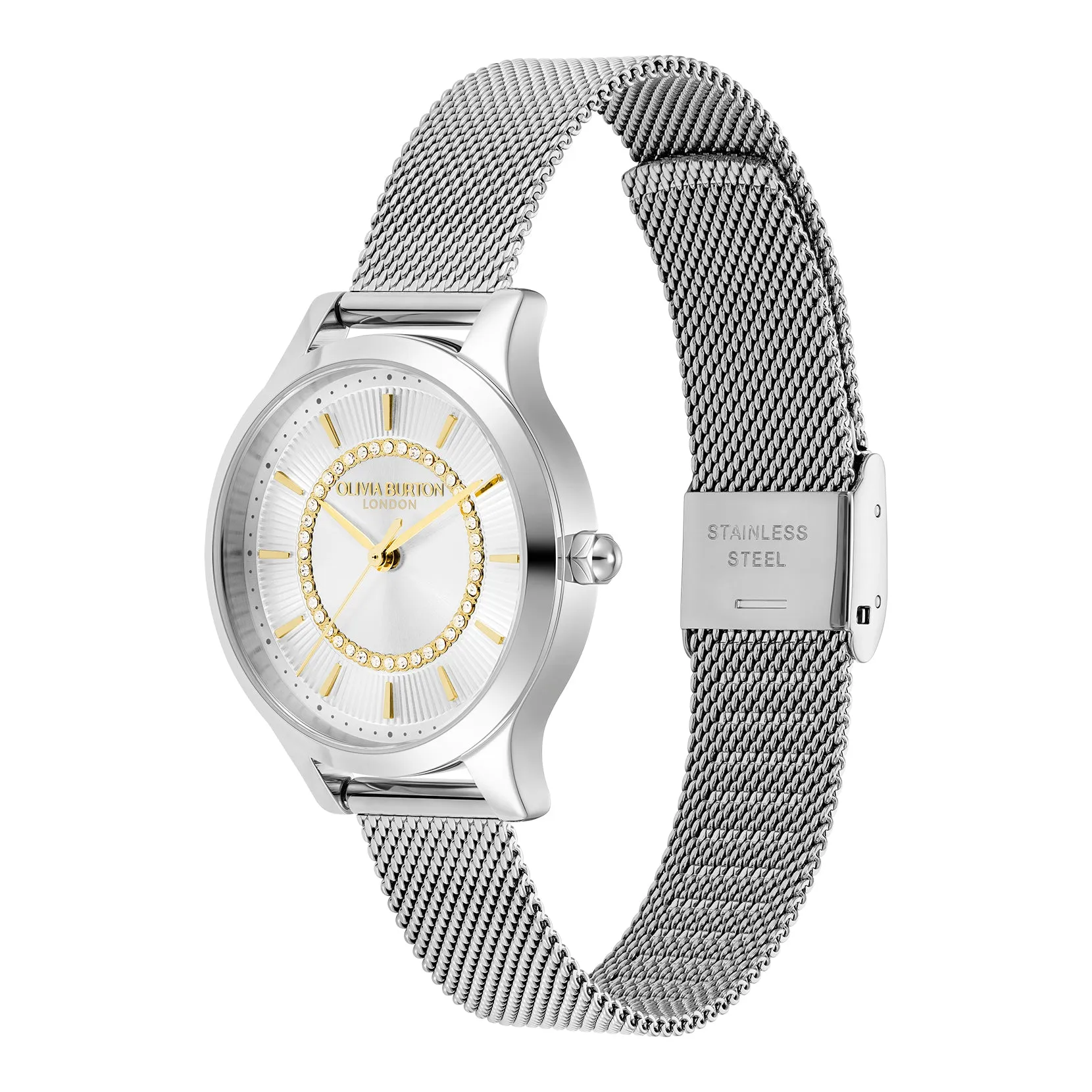 Womens Olivia Burton Silver/Gold Wonderlust Mesh Watch
